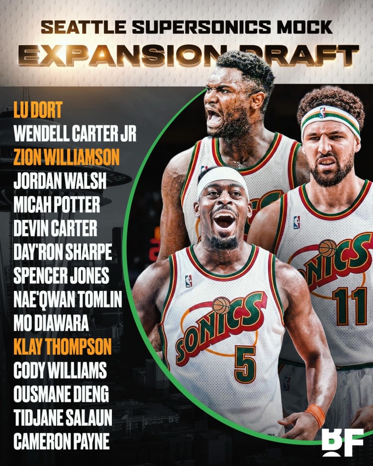 CBS模拟西雅图扩军选秀名单曝光 锡安克莱领衔15人阵容