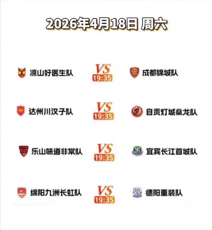 川超决赛阶段第六轮赛程公布 凉山好医生迎战成都锦城