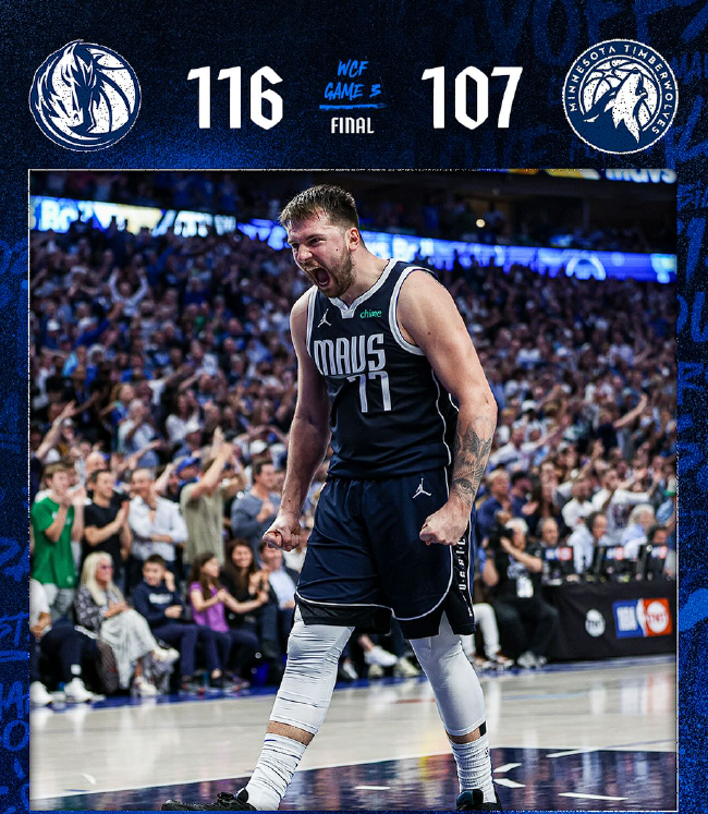 东契奇欧文合砍66分 独行侠3-0森林狼夺赛点